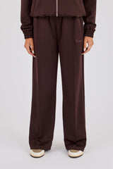 Jogginghose mit weitem Bein und Stickerei aus Polyester - Braun