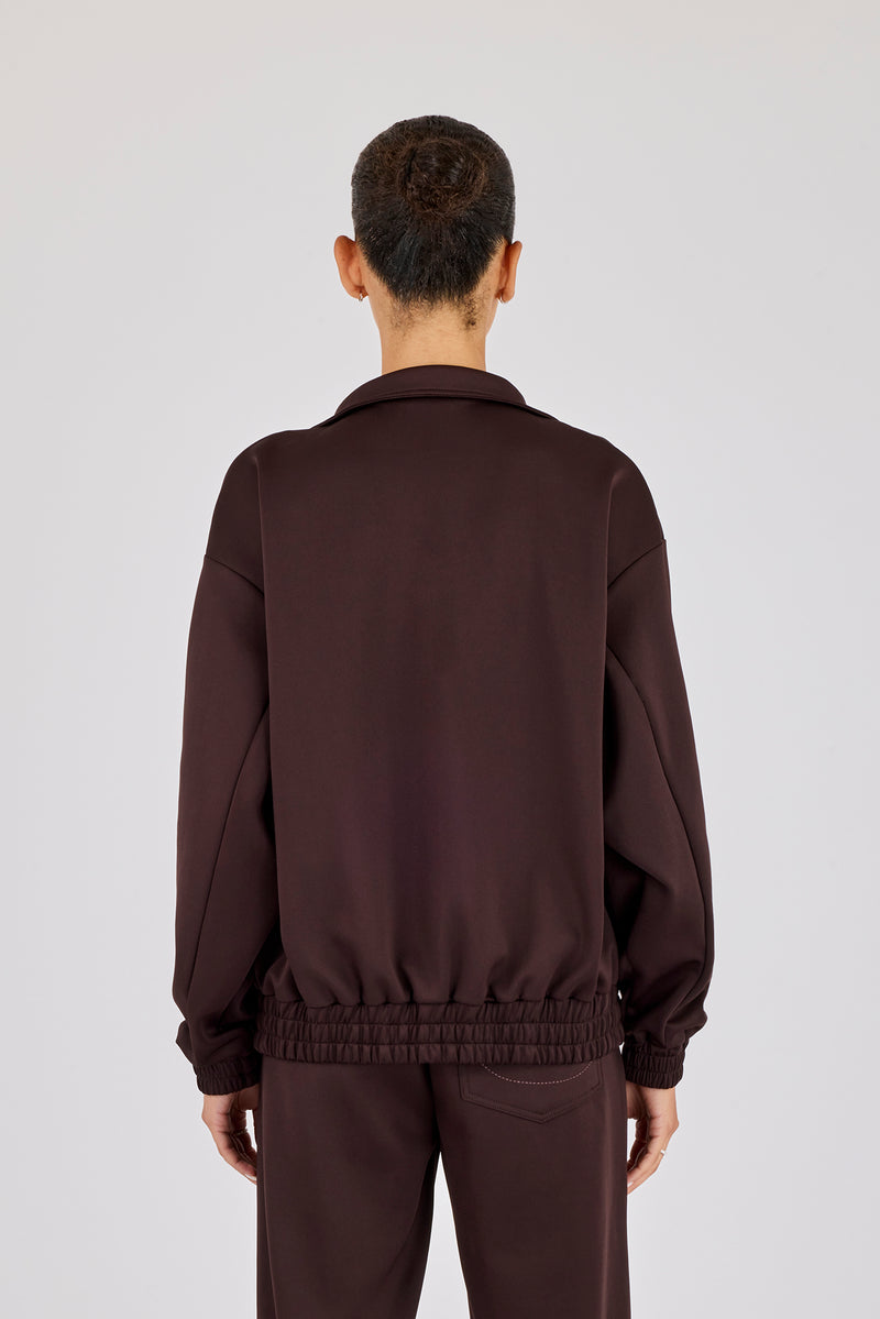Poly Embroidered Track Jacket - Brown
