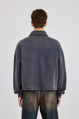 Rugby-Polo mit Säurewaschung – Verwaschenes Marineblau