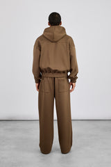 Scuba Zip Hoodie & Baggy Jogger With Woven Tab - Khaki