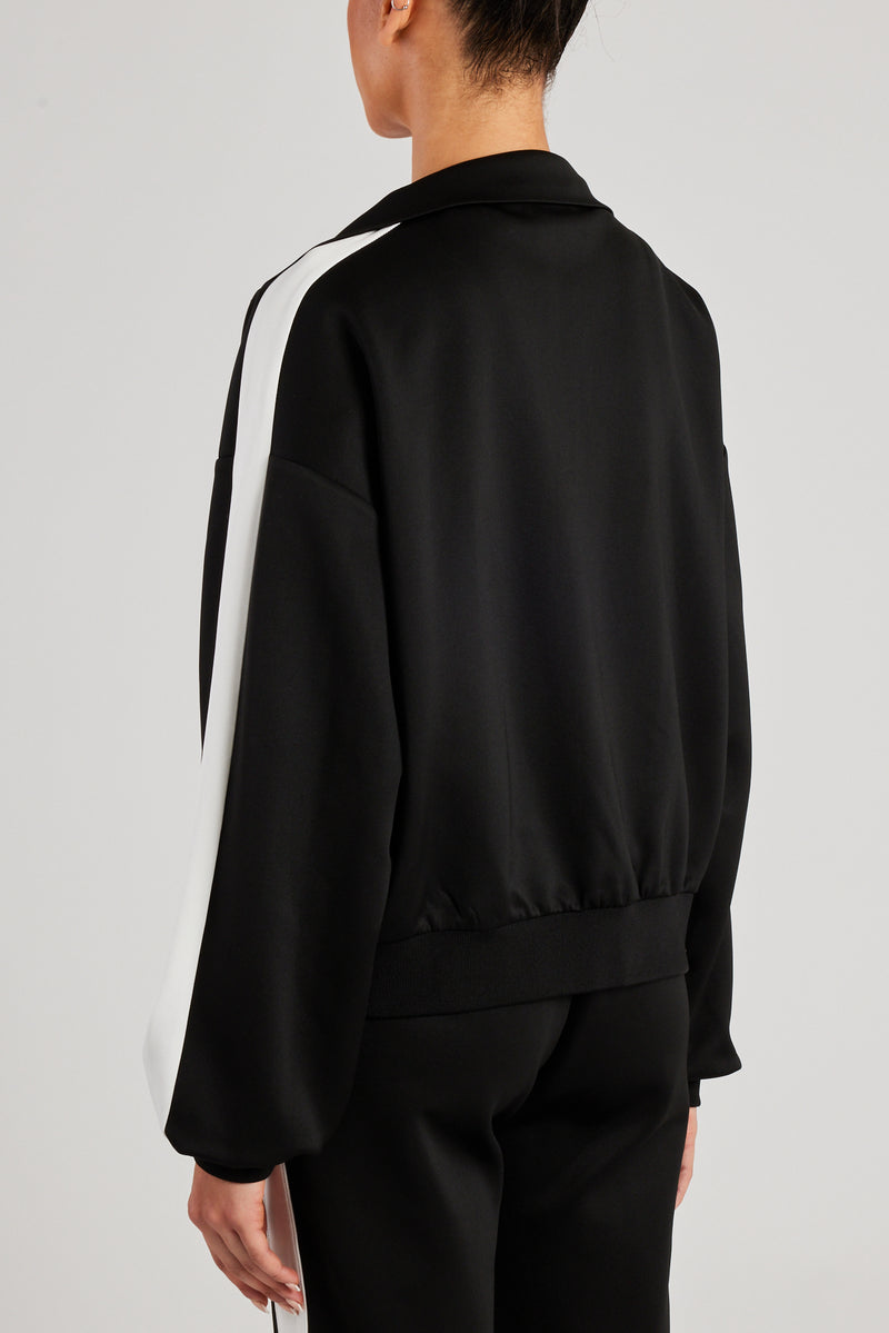 Cernucci Embroidered Varsity Track Jacket - Black