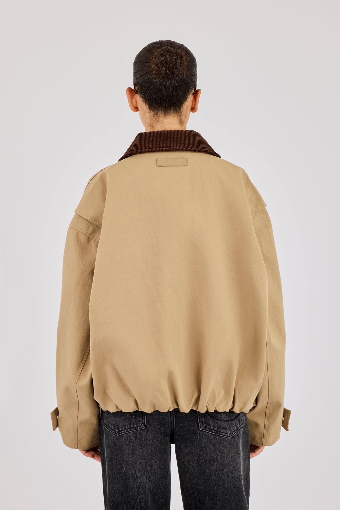 Oversize-Harrington-Jacke aus Twill – Beige