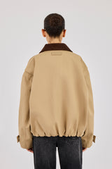 Oversize-Harrington-Jacke aus Twill – Beige