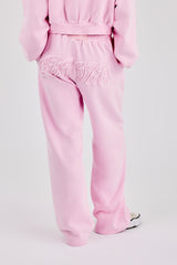 Washed Applique Logo Wide Leg Jogger - Light Pink