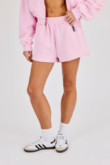 Washed Applique Logo Short - Light Pink