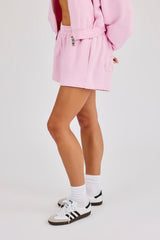 Washed Applique Logo Short - Light Pink