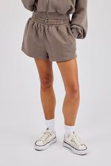 Washed Applique Logo Short - Grey