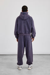 Washed Hoodie & Cuffed Jogger - Navy