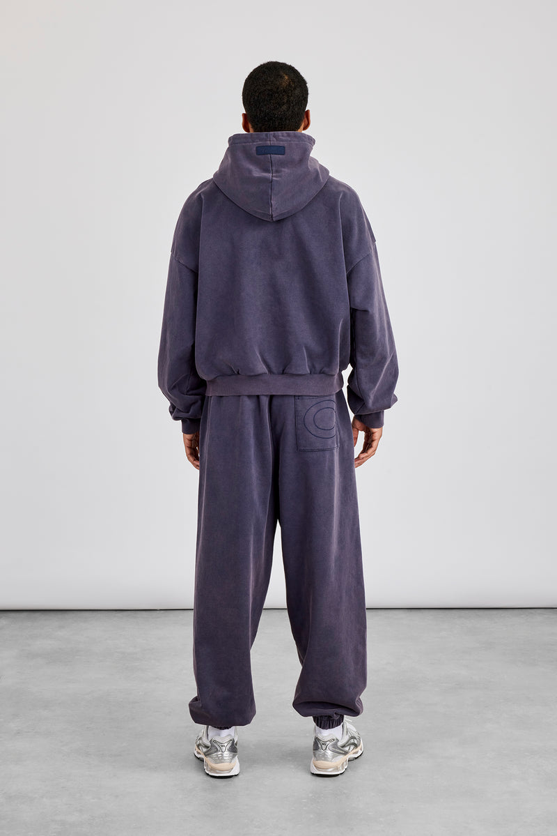 Washed Hoodie & Cuffed Jogger - Navy