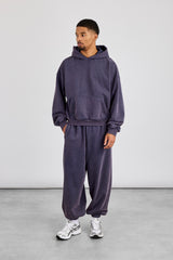 Washed Hoodie & Cuffed Jogger - Navy