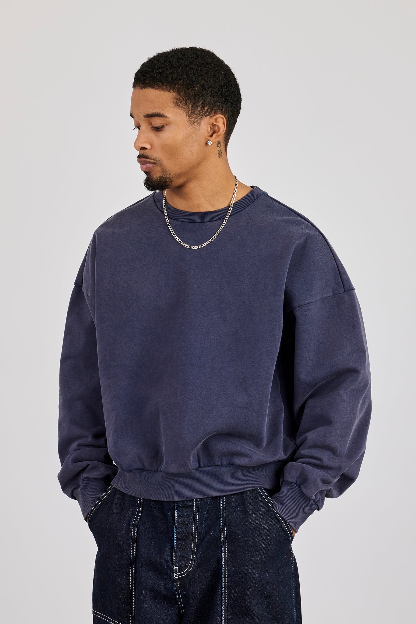 Washed Sweater - Navy