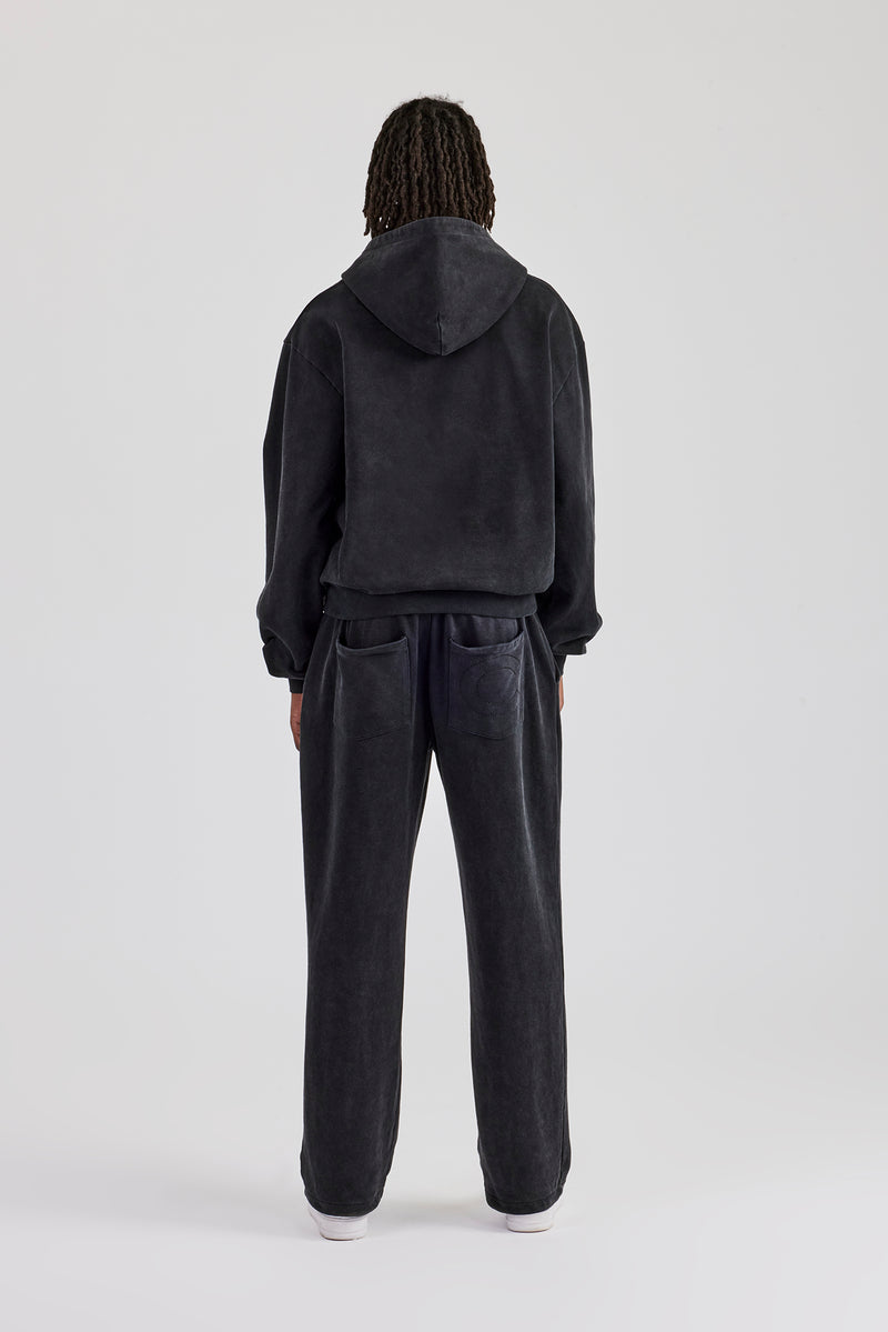 Verwaschener Trainingsanzug mit Kapuze - Schwarz