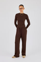Soft Touch Long Sleeve Top & Trouser - Chocolate