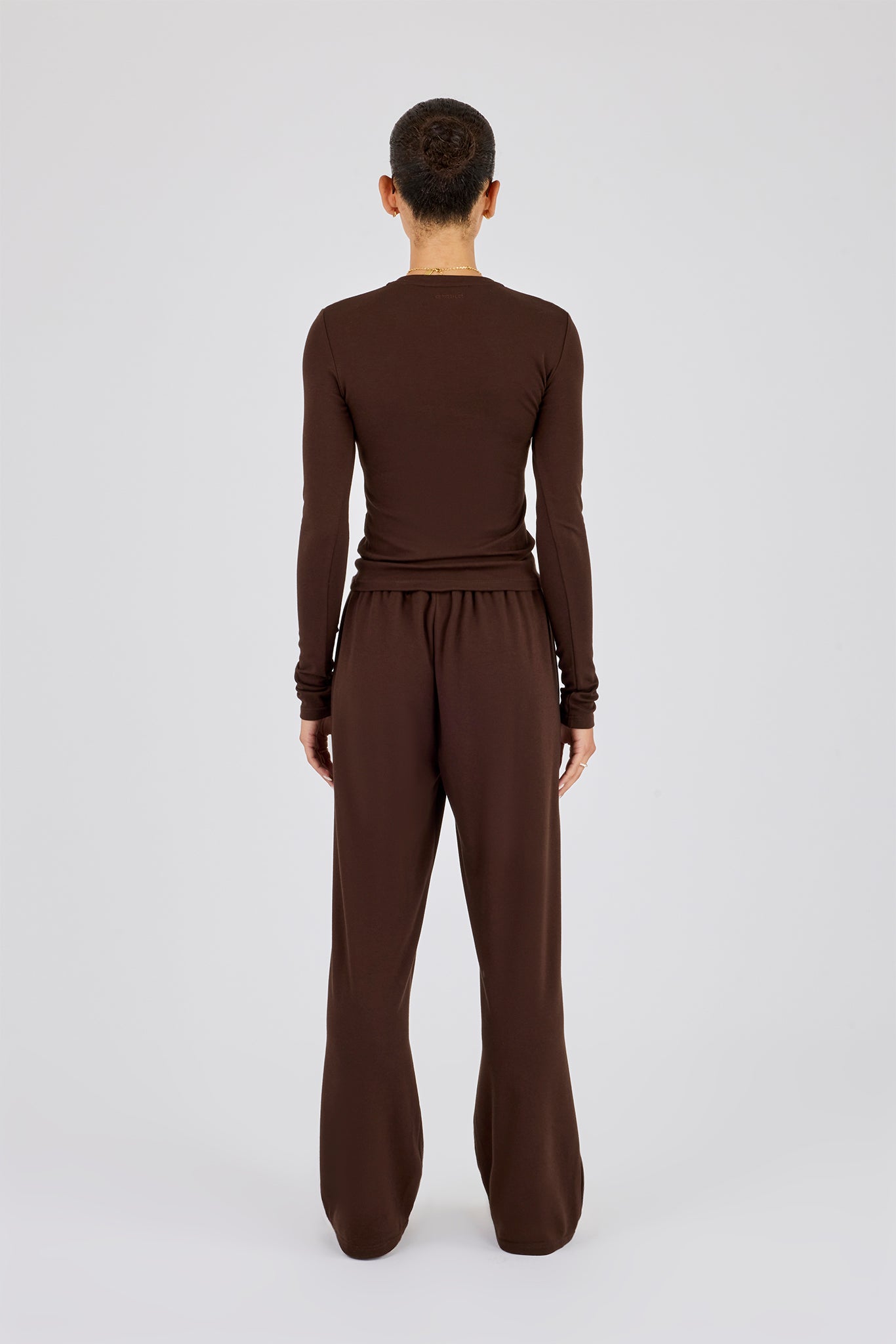 Soft Touch Long Sleeve Top & Trouser - Chocolate