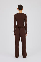 Soft Touch Long Sleeve Top & Trouser - Chocolate