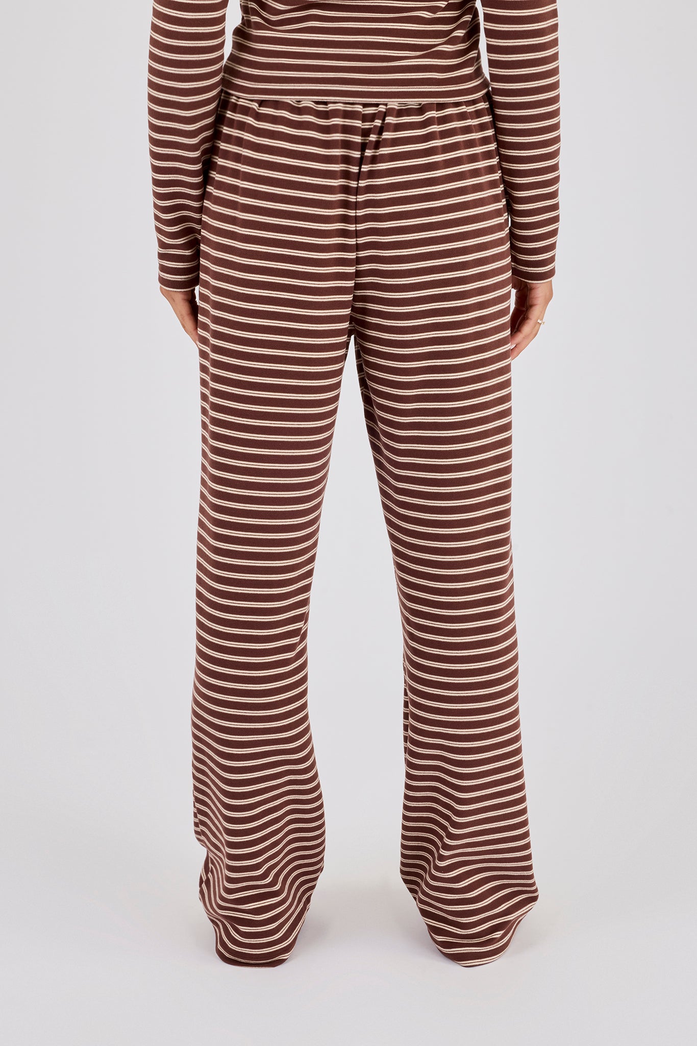 Soft Touch Double Stripe Wide Leg Trouser - Chocolate
