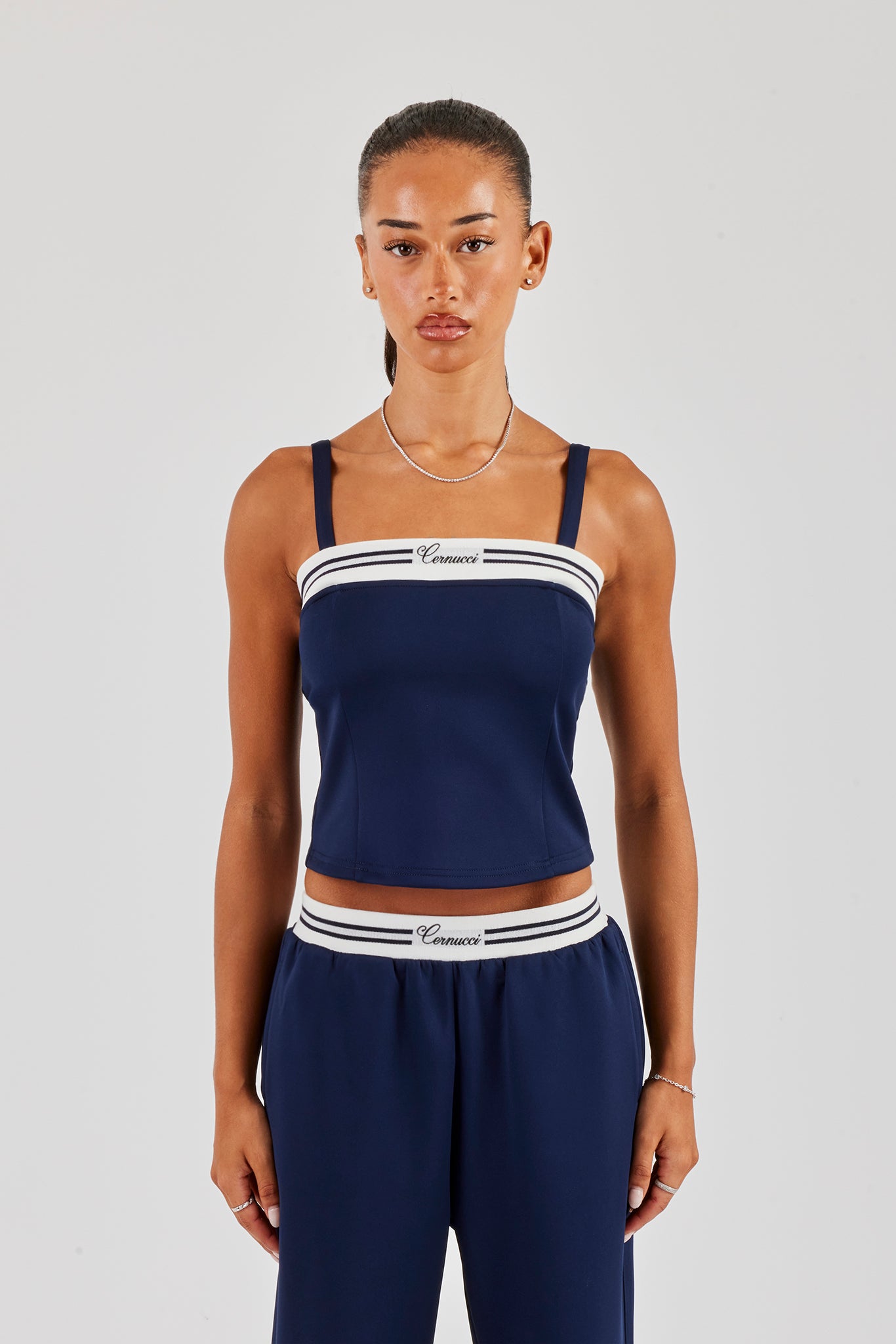 Strukturiertes Kontrasttop - Marineblau