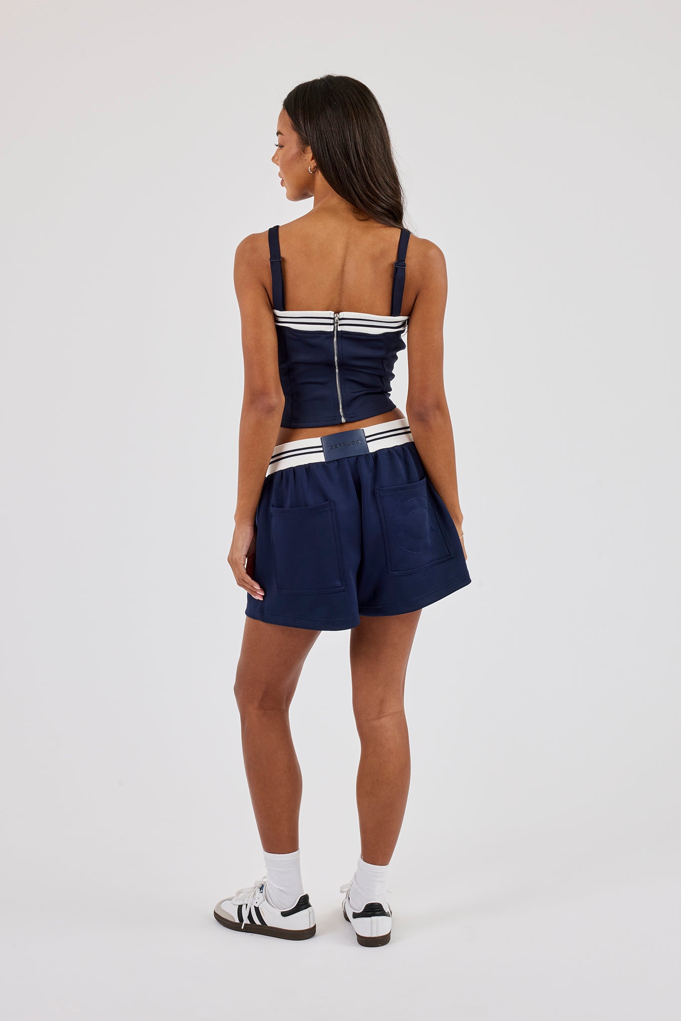 Contrast Structured Top & Short - Navy