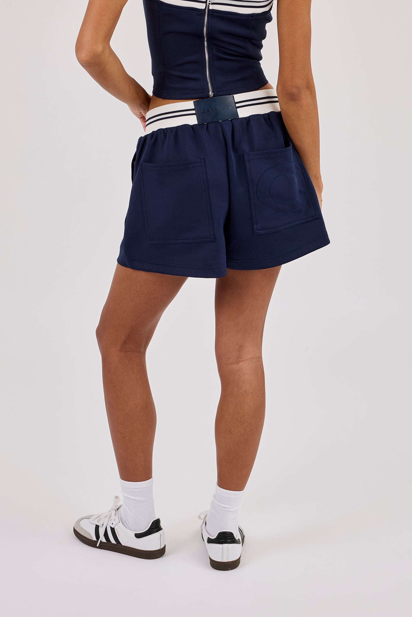Contrast Waist Short - Navy Blue