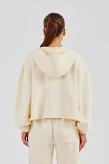 Washed Boxy Fit Zip Through Hoodie - Butter Yellow