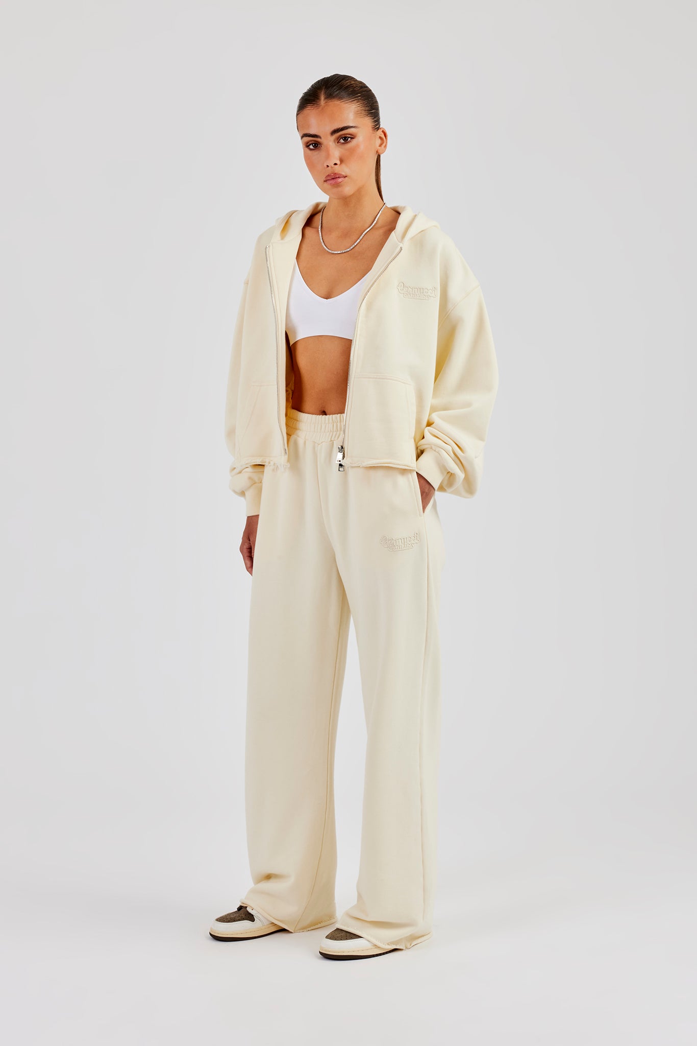 Washed Raw Hem Wide Leg Jogger - Butter Yellow