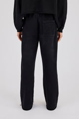 Womens Washed Wide Leg Jogger - Black