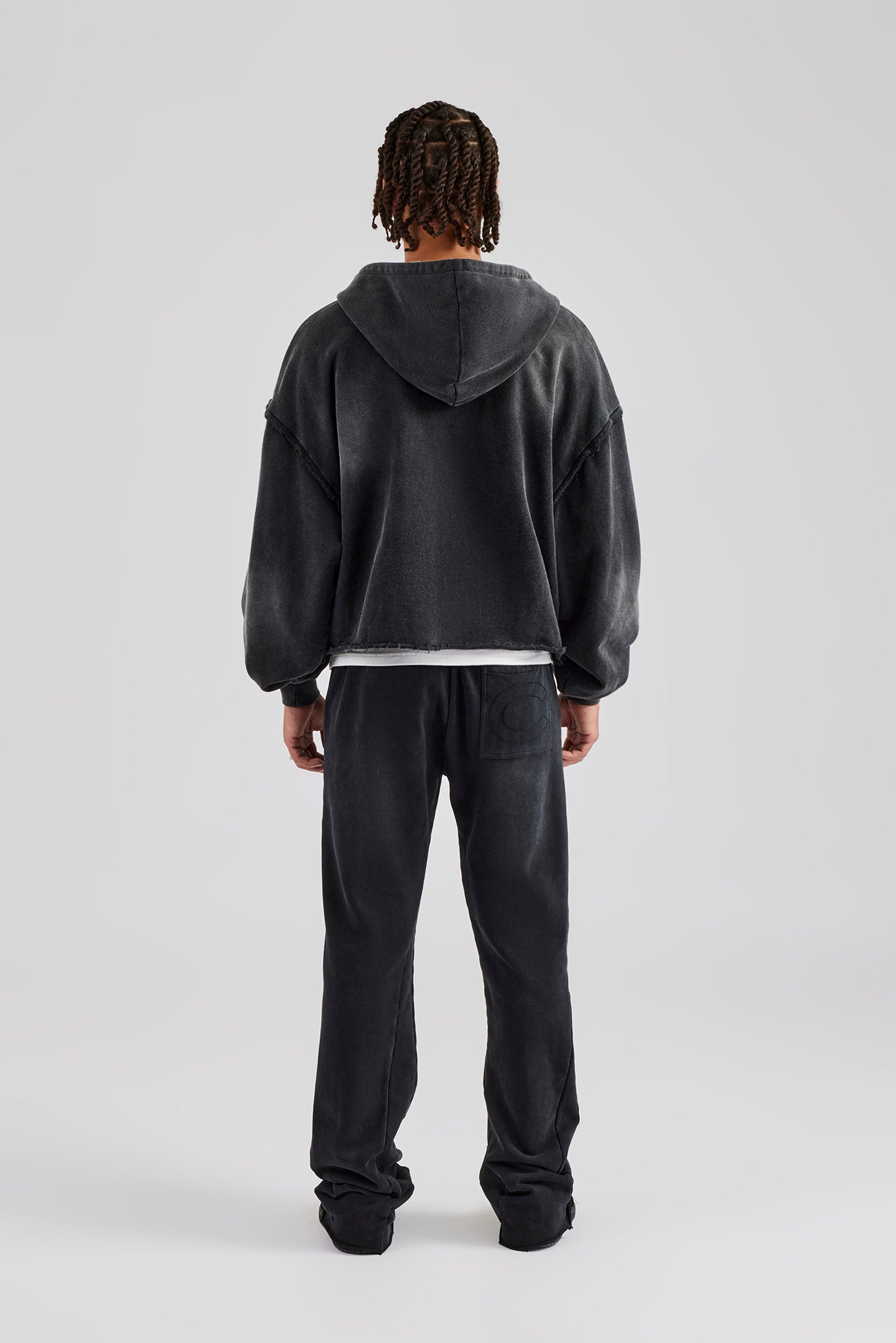 Jogginghose mit verwaschenem Flare-Fit und Einsätzen – Acid Wash