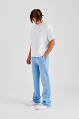 Washed Fit Flare Panelled Jogger - Blue