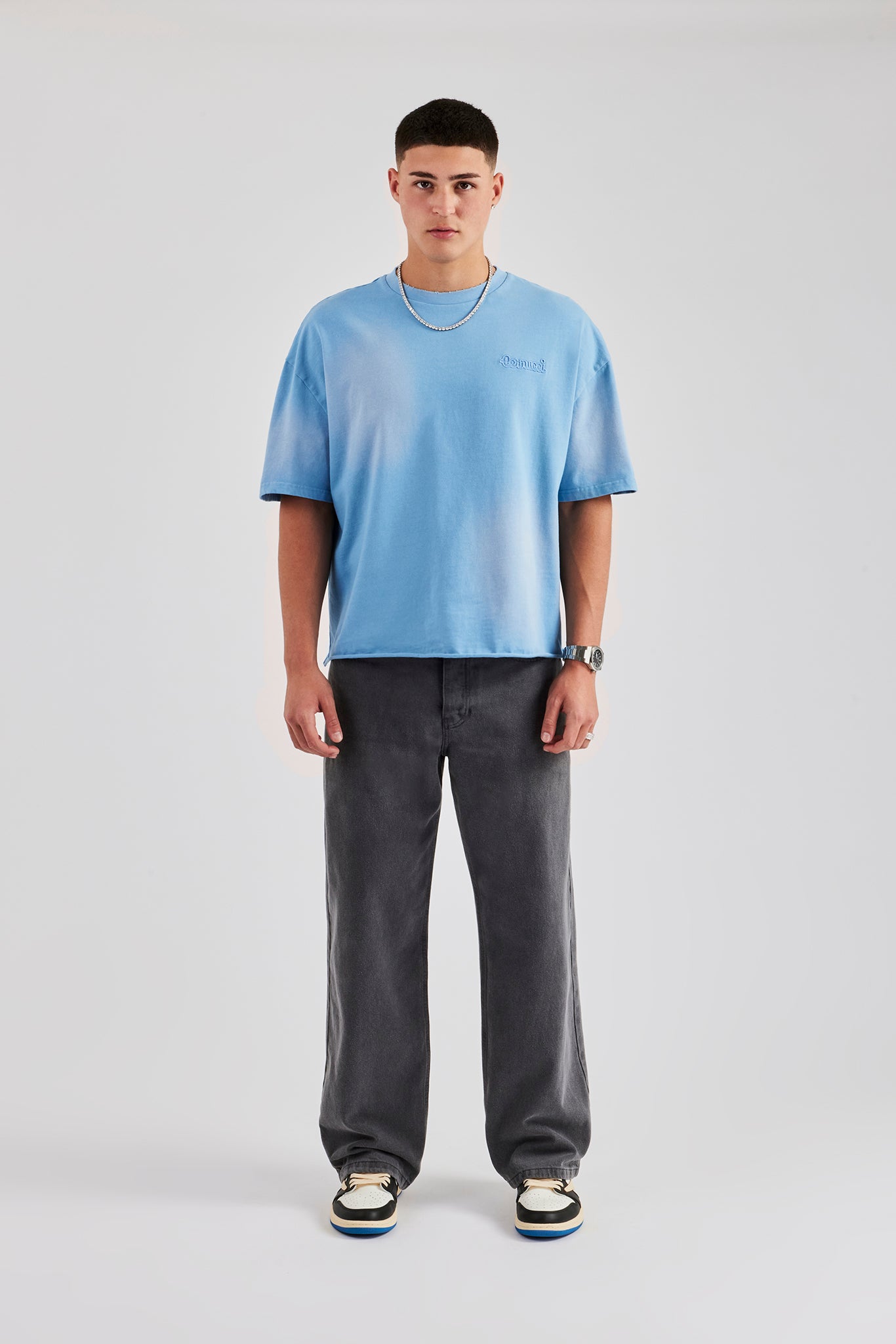 Washed Boxy Distressed T-Shirt - Blue | Mens Tees & Vests | Shop T