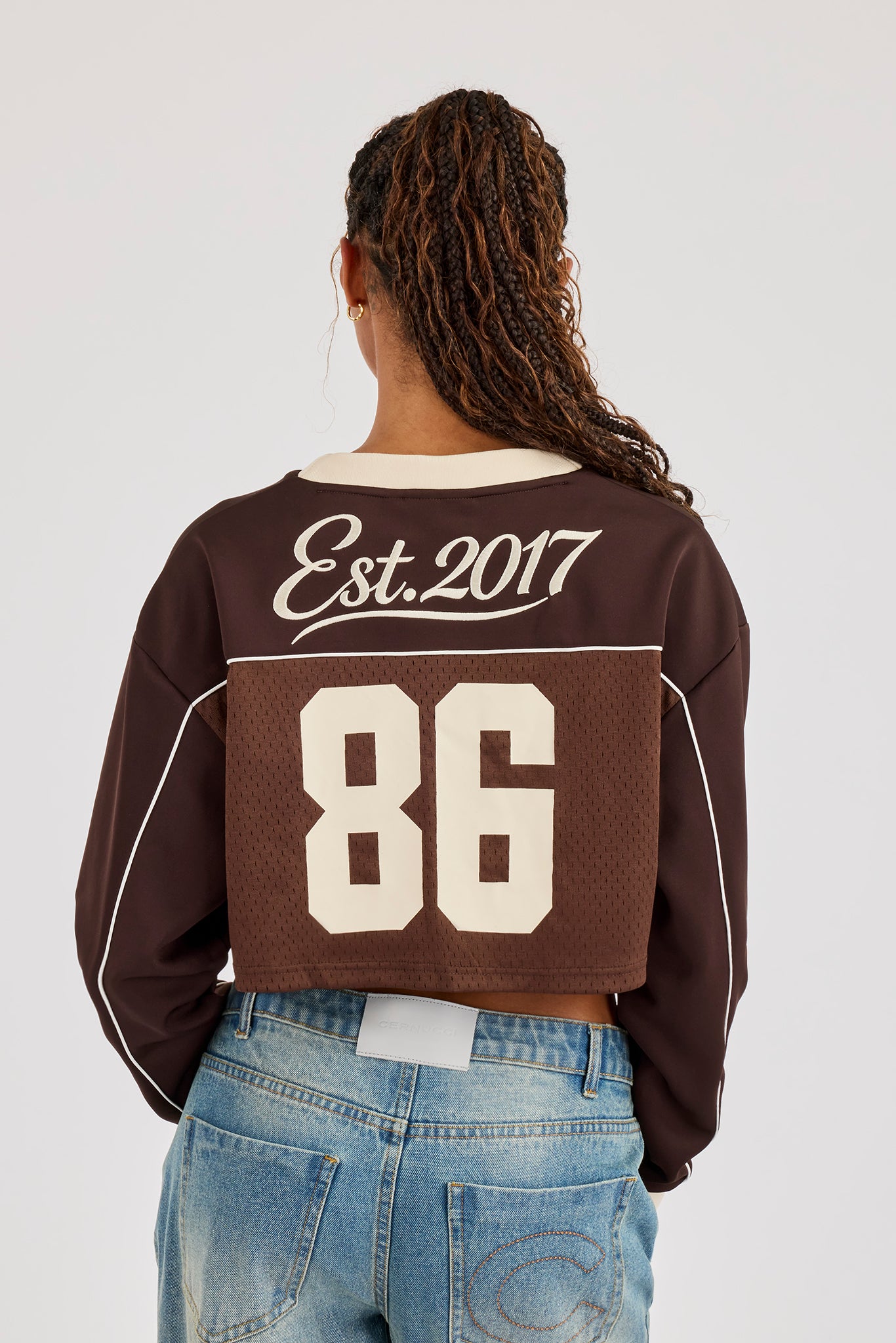 Mesh Mixed Crop Top - Chocolate Brown