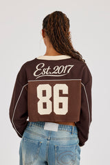 Mesh Mixed Crop Top - Chocolate Brown