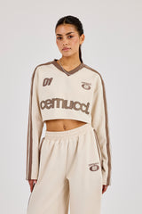 Kurzes Fußballtop – Cremeweiß