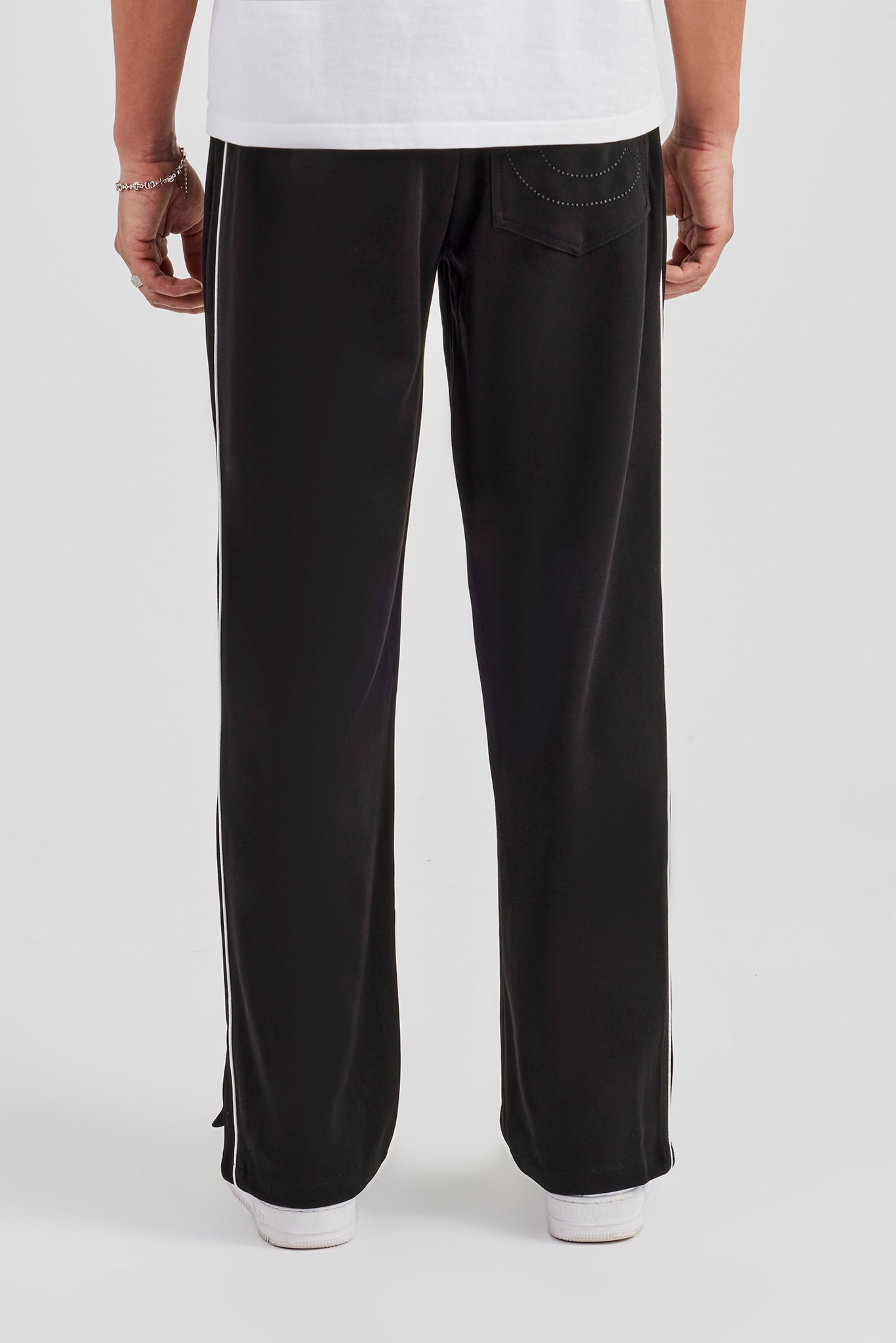 Piping Split Hem Trouser - Black