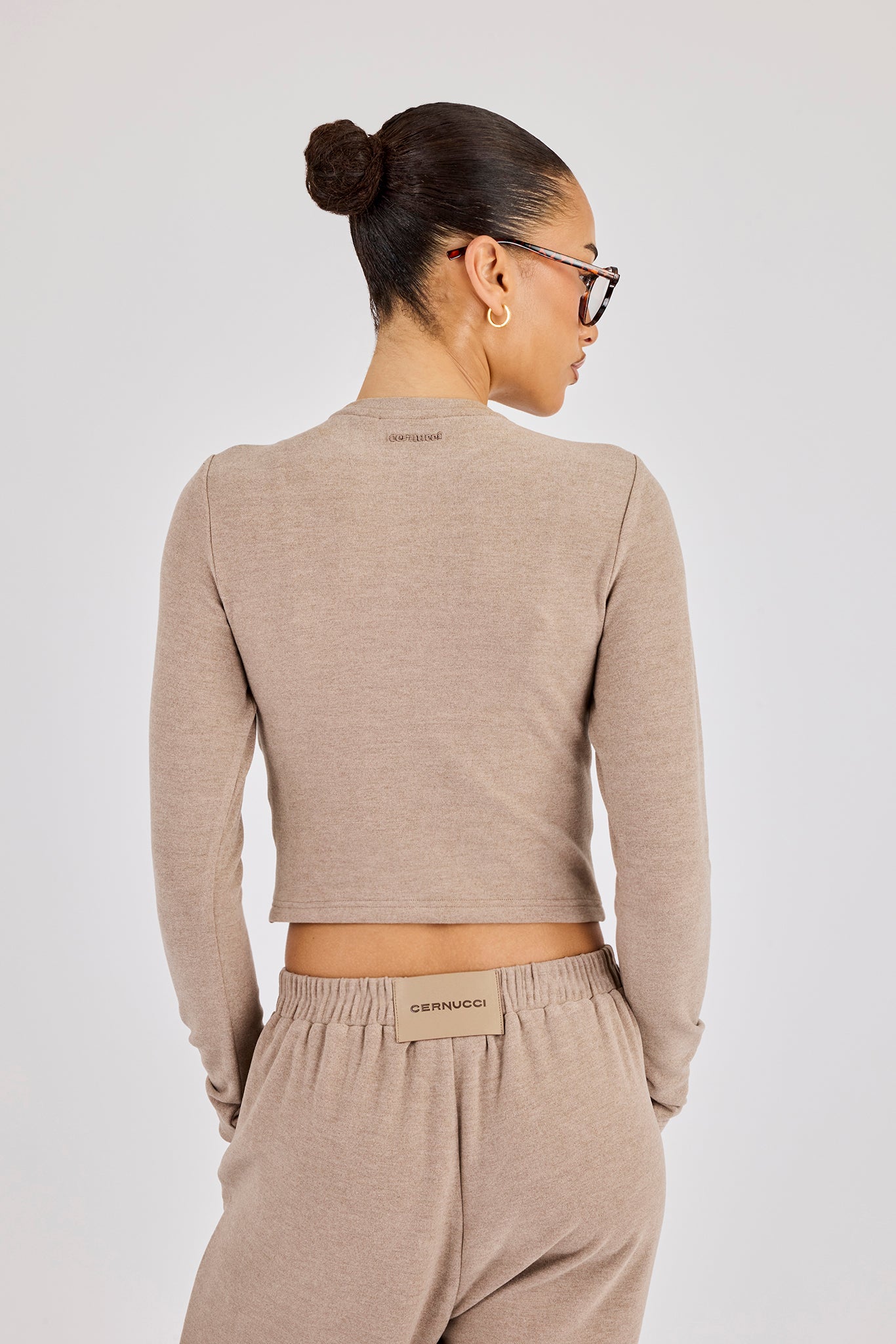 Peached Soft Touch Long Sleeve Top - Taupe