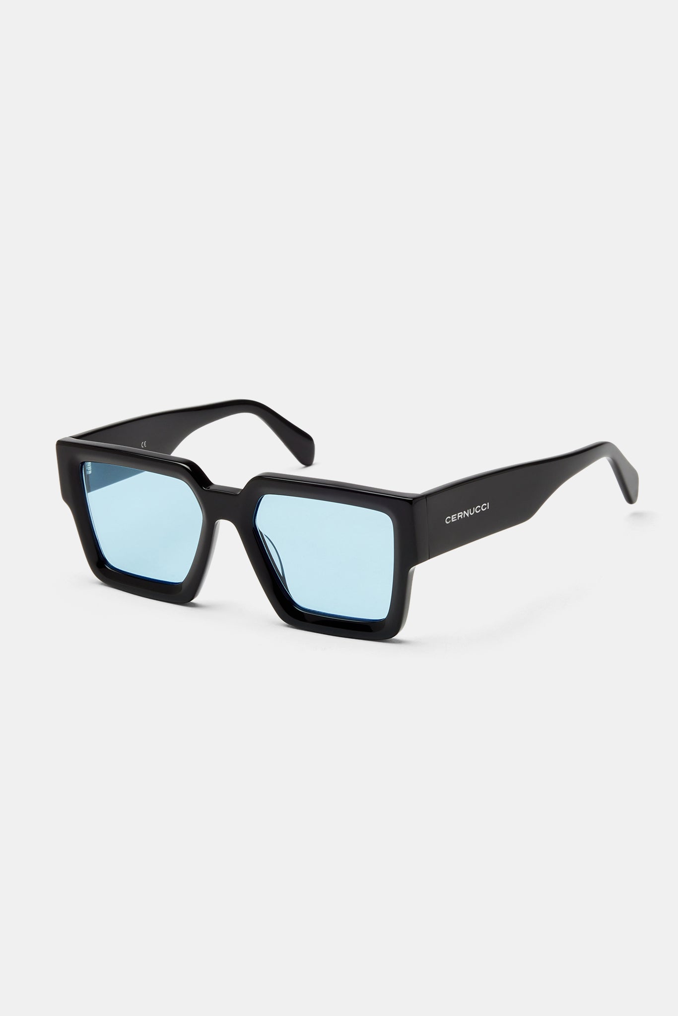 Oversize-Sonnenbrille aus blauem Acetat mit dickem Rahmen - Schwarz