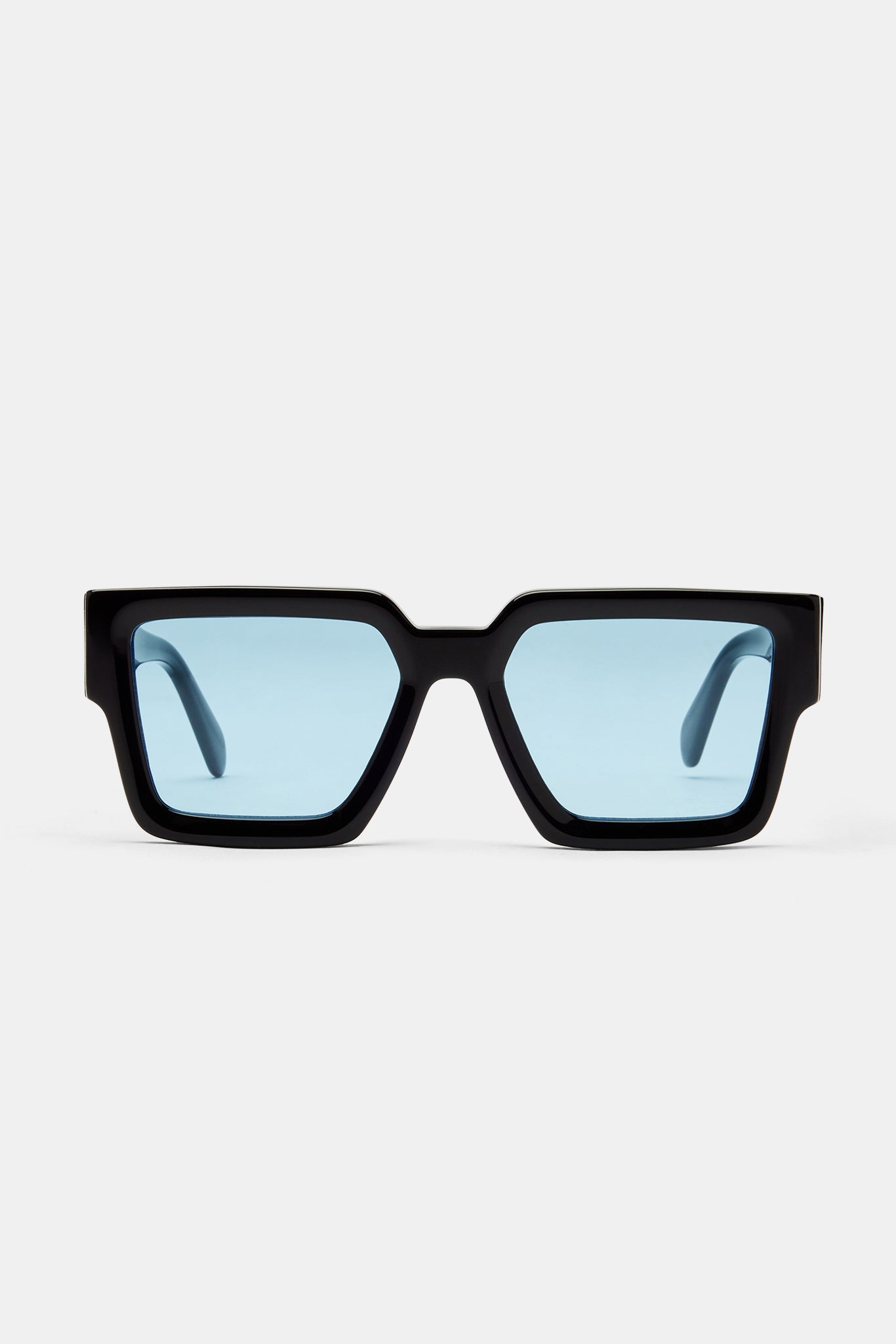 Oversize-Sonnenbrille aus blauem Acetat mit dickem Rahmen - Schwarz