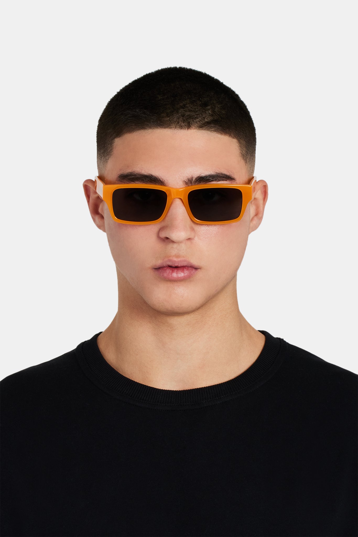 Rechteckige Acetat-Sonnenbrille - Orange