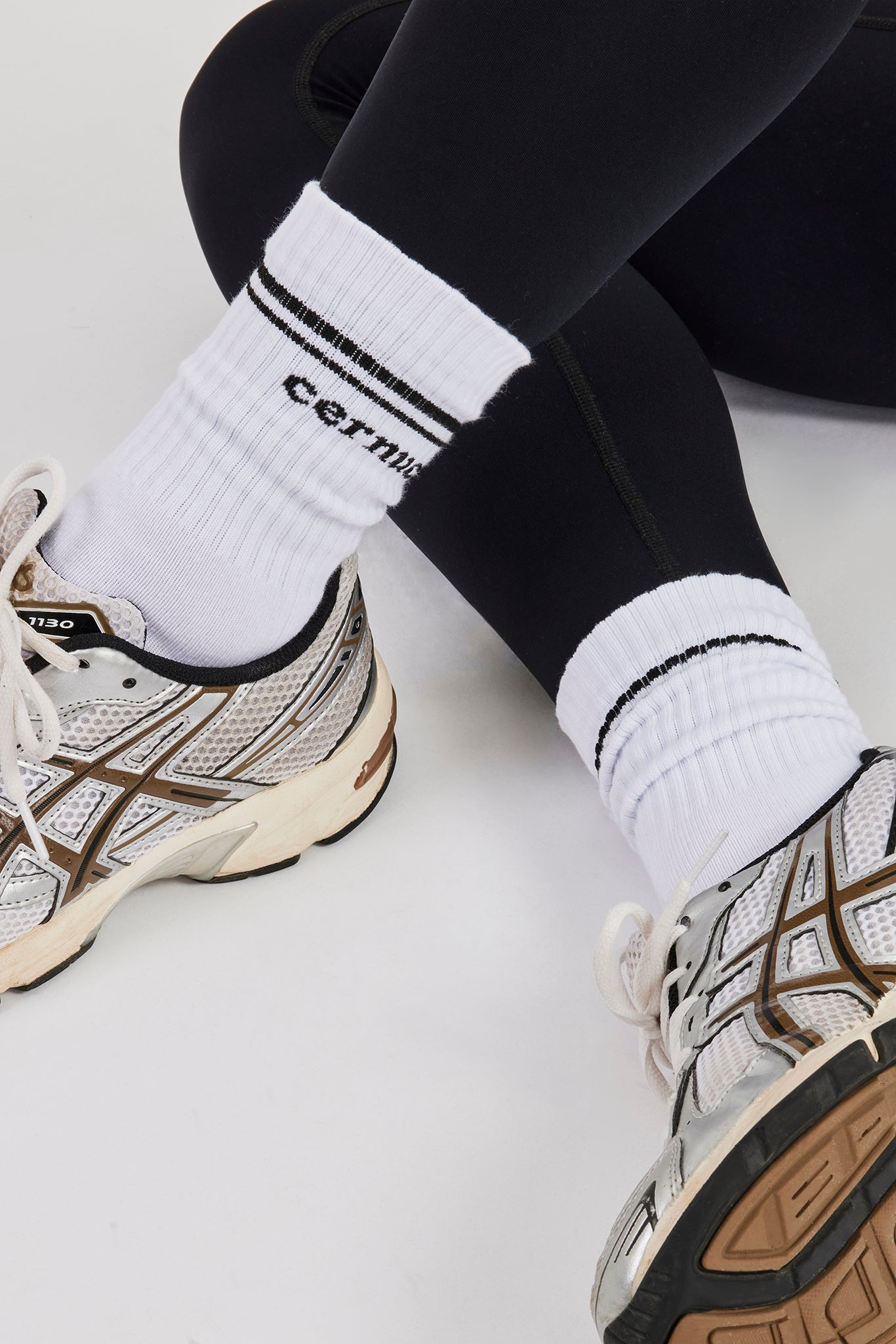 Black Stripe Varsity Socks - White