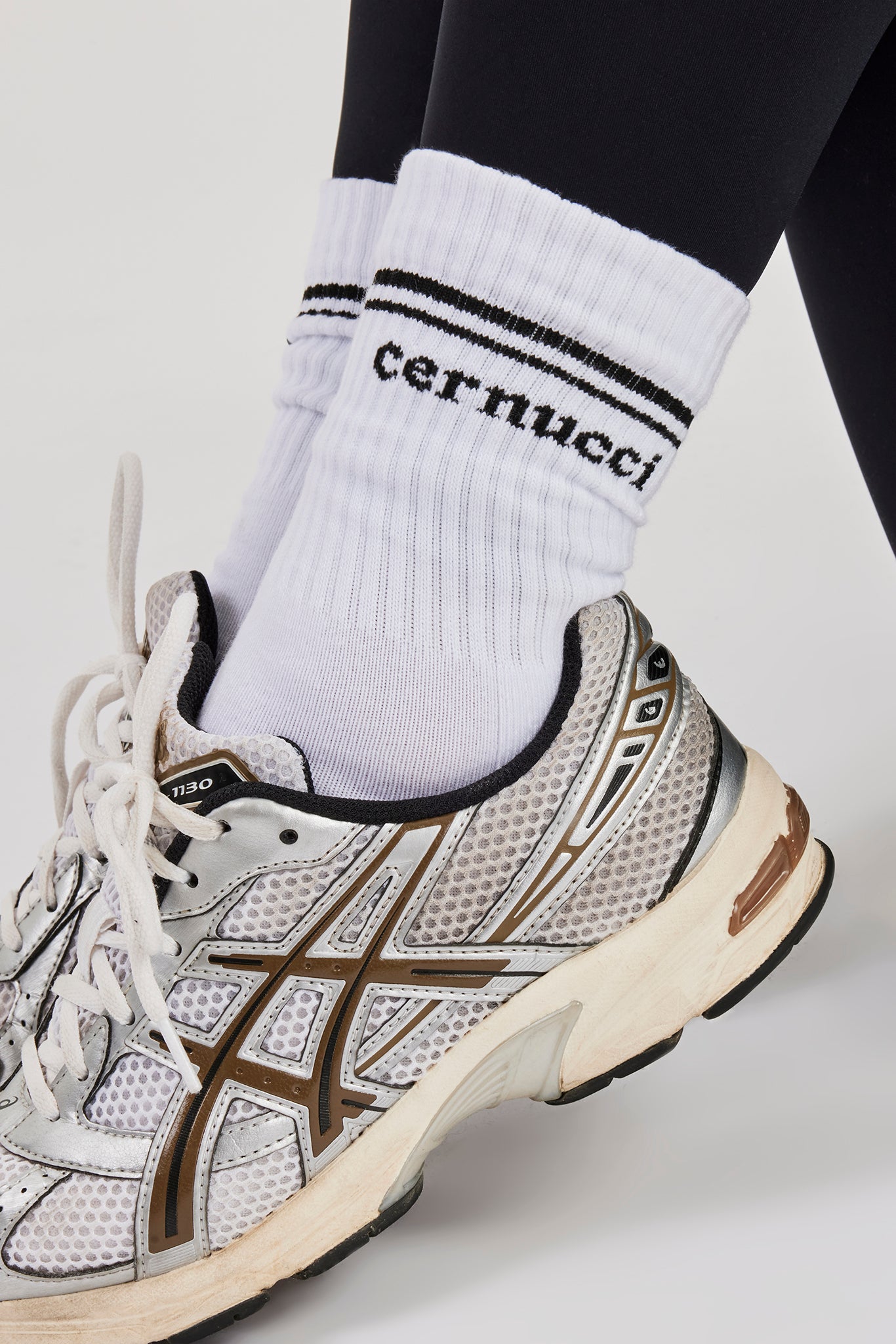 Black Stripe Varsity Socks - White