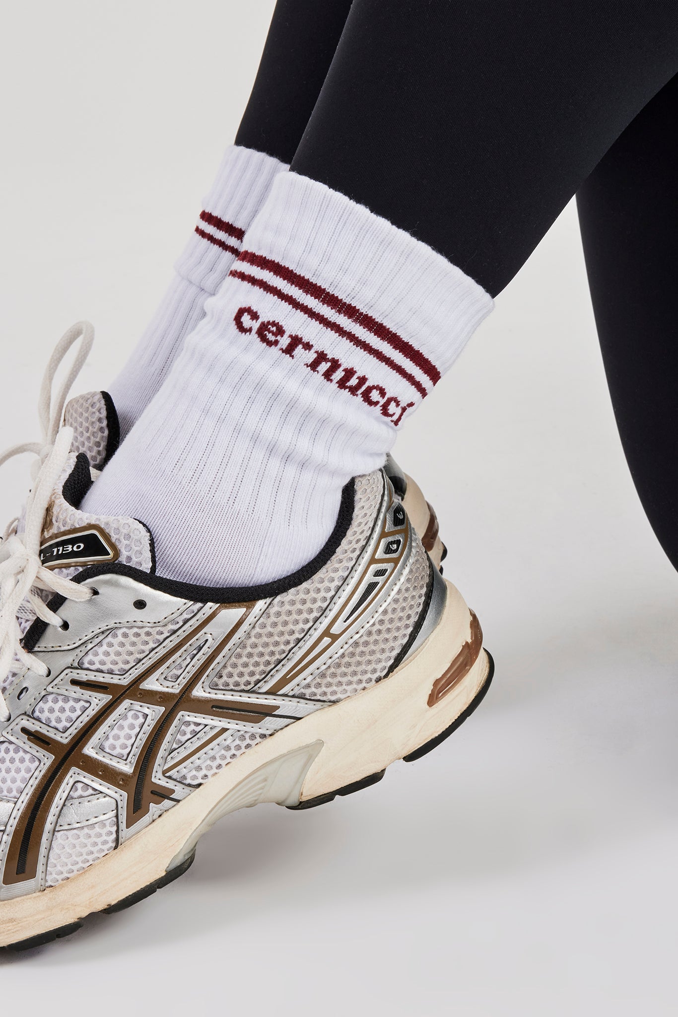 Burgundy Stripe Varsity Socks - White