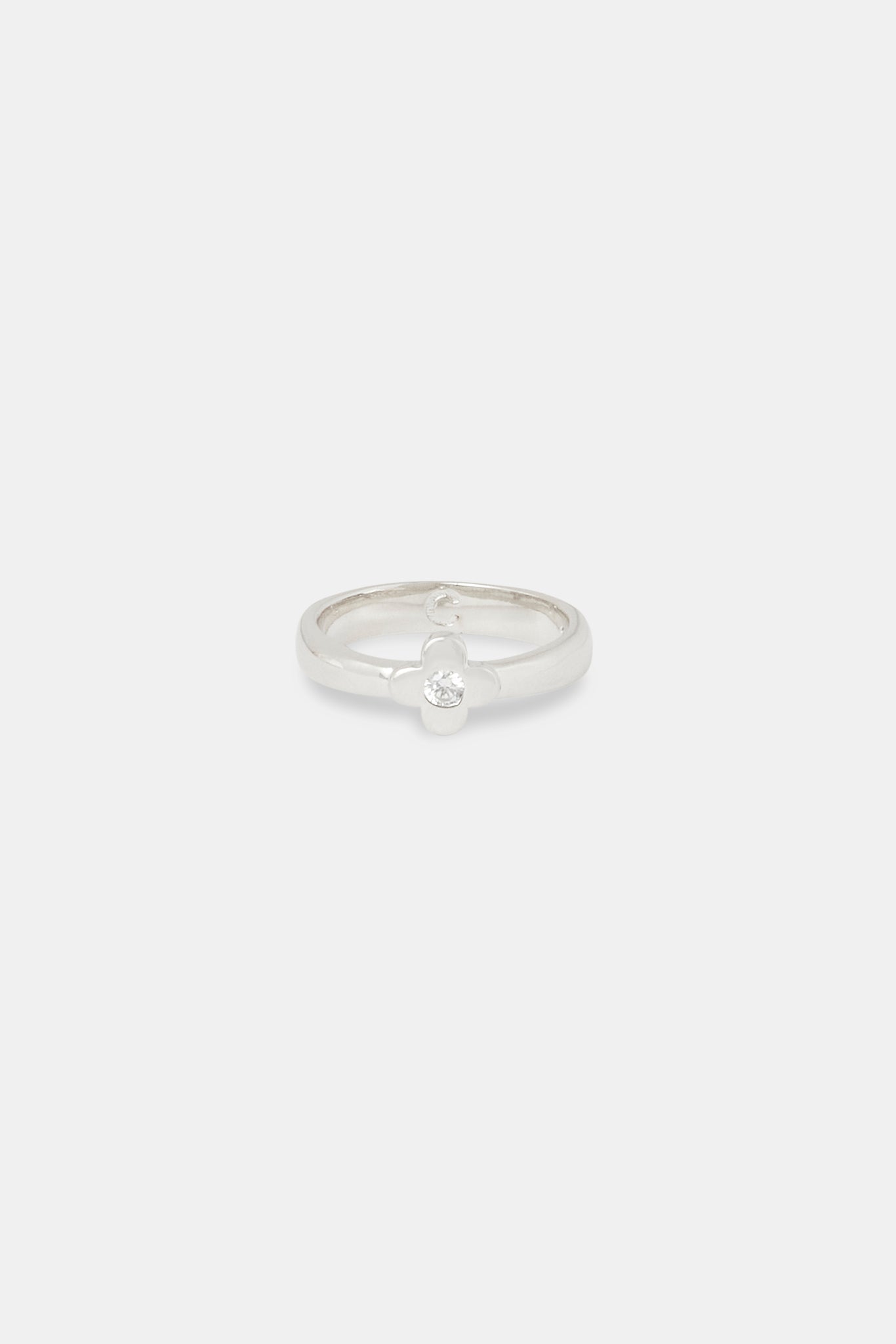 8mm Polished CZ Motif Ring - White