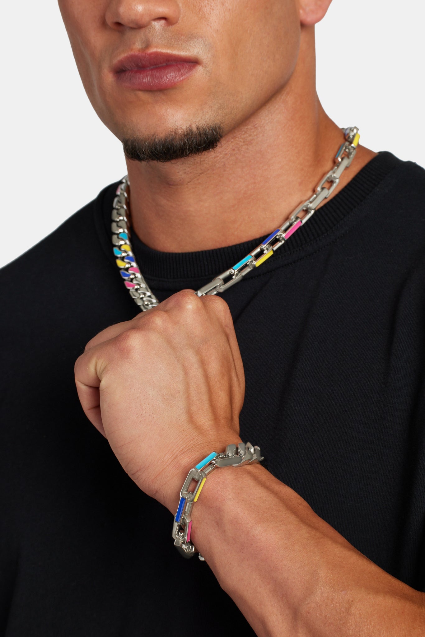 Kubanisches Armband mit farbiger Emaille und Gliedern