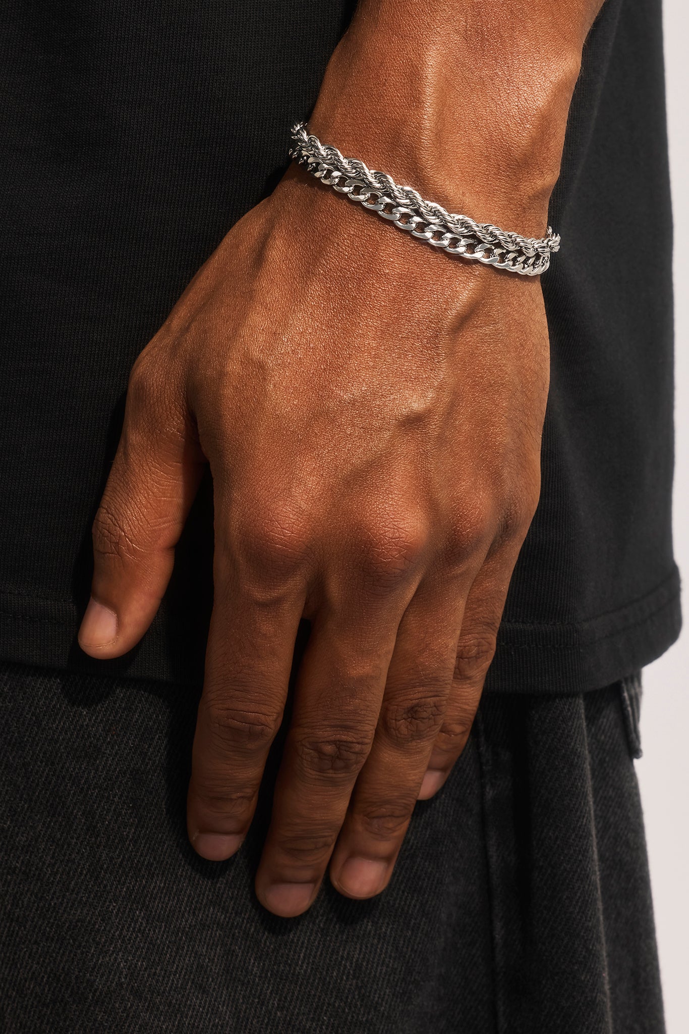 Double Miami Cuban & Rope Bracelet - 5mm - White