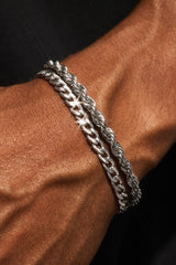 Double Miami Cuban & Rope Bracelet - 5mm - White