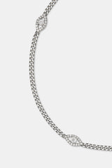 Iced Evil Eye kubanische Bauchkette - Weiß