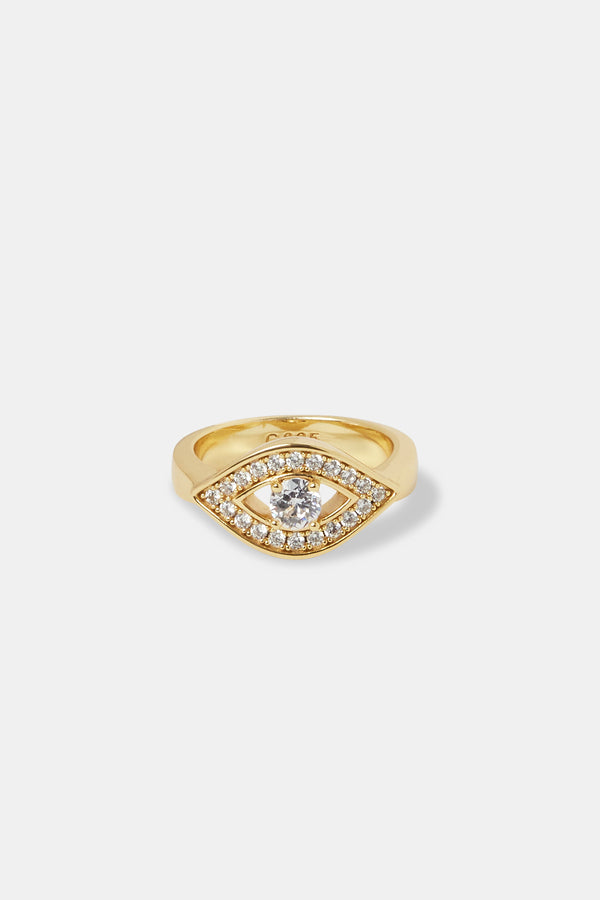 Vereister Ring mit dem Umriss des bösen Blicks – 10 mm – Gold
