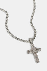 Iced Baguette Cross Micro Cuban Necklace - 3mm
