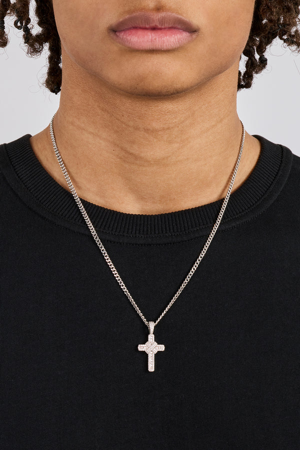 Iced Baguette Cross Micro Cuban Necklace  - 3mm