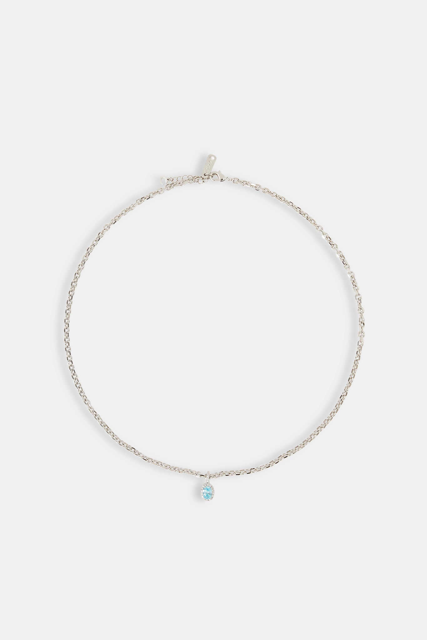 Iced Blue Oval Gemstone Necklace - 10mm