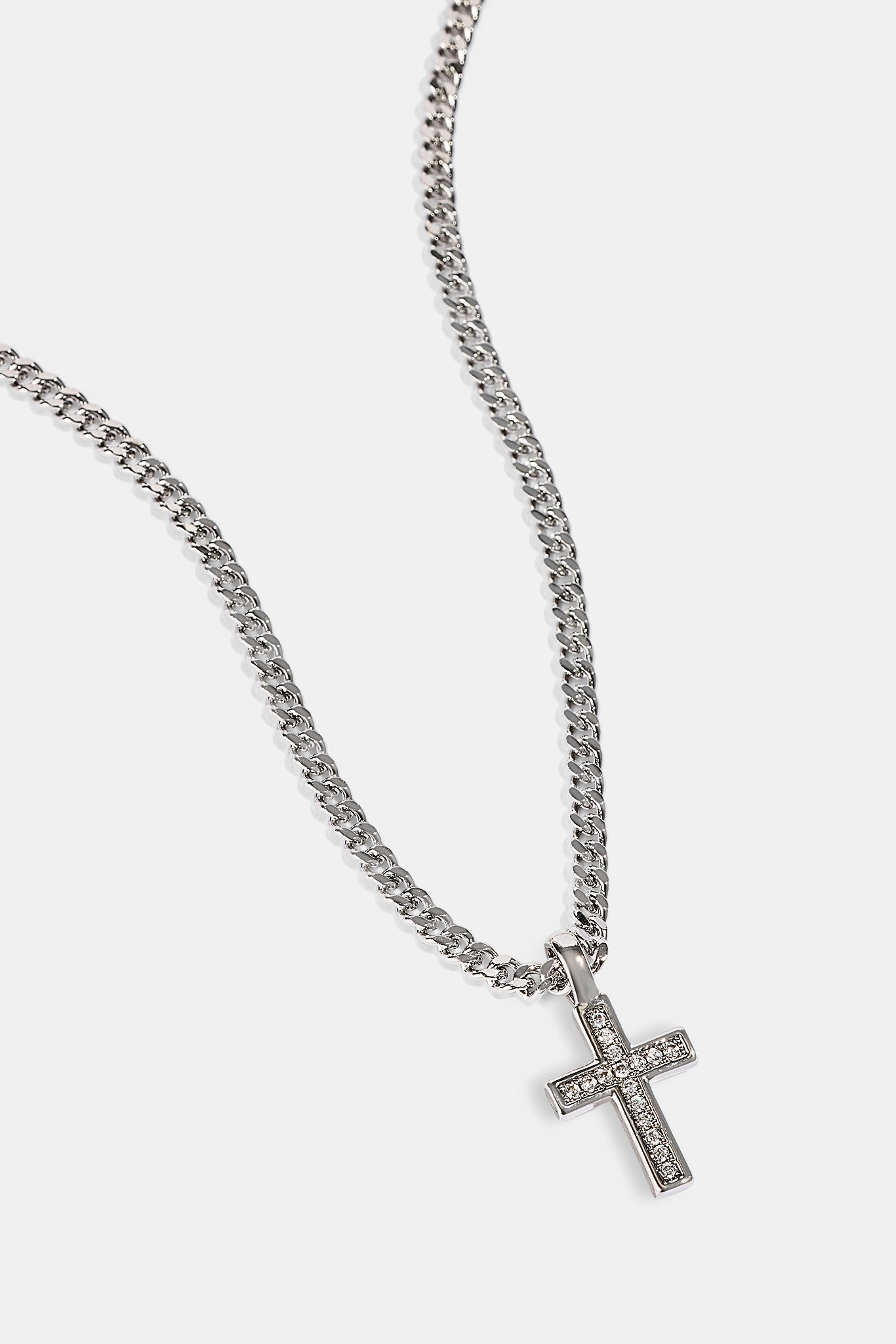 Iced Drop Cross Cuban Chain - 3mm - White